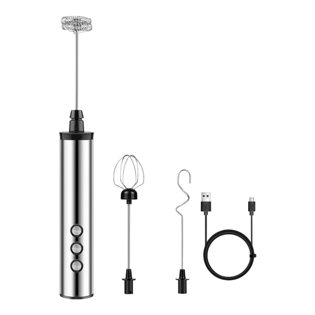 Espumador de leche eléctrico,Espumador de leche eléctrico USB Batidor de huevos de 3 velocidades,Crema Capuchino Café Espumador Cargar Mezclar,Batidora batidora de mano con batidor de acero