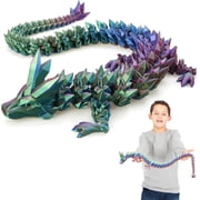 3D Printed Dragon - 24 inch Large Pearly Sheen Articulated Dragon, Mystery Easter Crystal Animals Fidget Toy(Blue Green Purple)