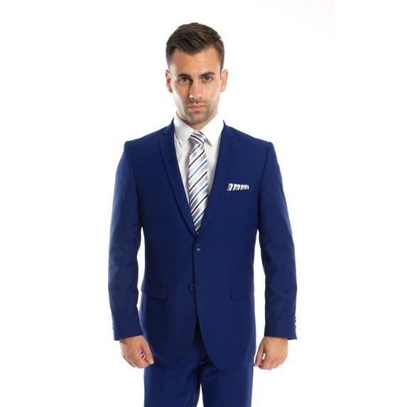 Mens Suit Two Piece Slim Fit Solid Notch Lapel Tuxedo Set