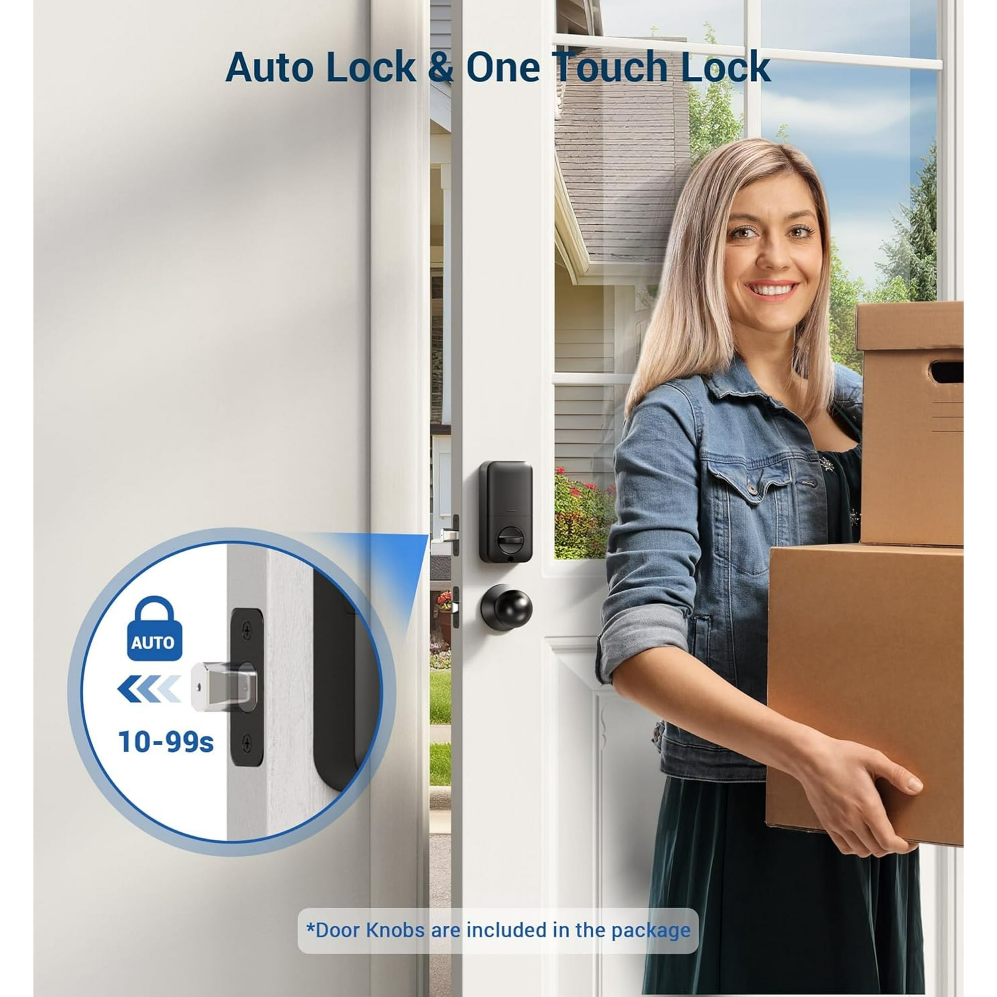 Veise Keyless Entry Door Lock with 2 Knobs, Electronic Keypad Deadbolt, Auto Lock, Bronze