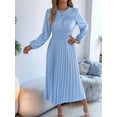 thumbnail image 6 of Womens Elegant Ruffled Long Sleeve Shirred Waist Pleated Maxi Dress for Women Flowy Bohemian Gown Light M, 6 of 9