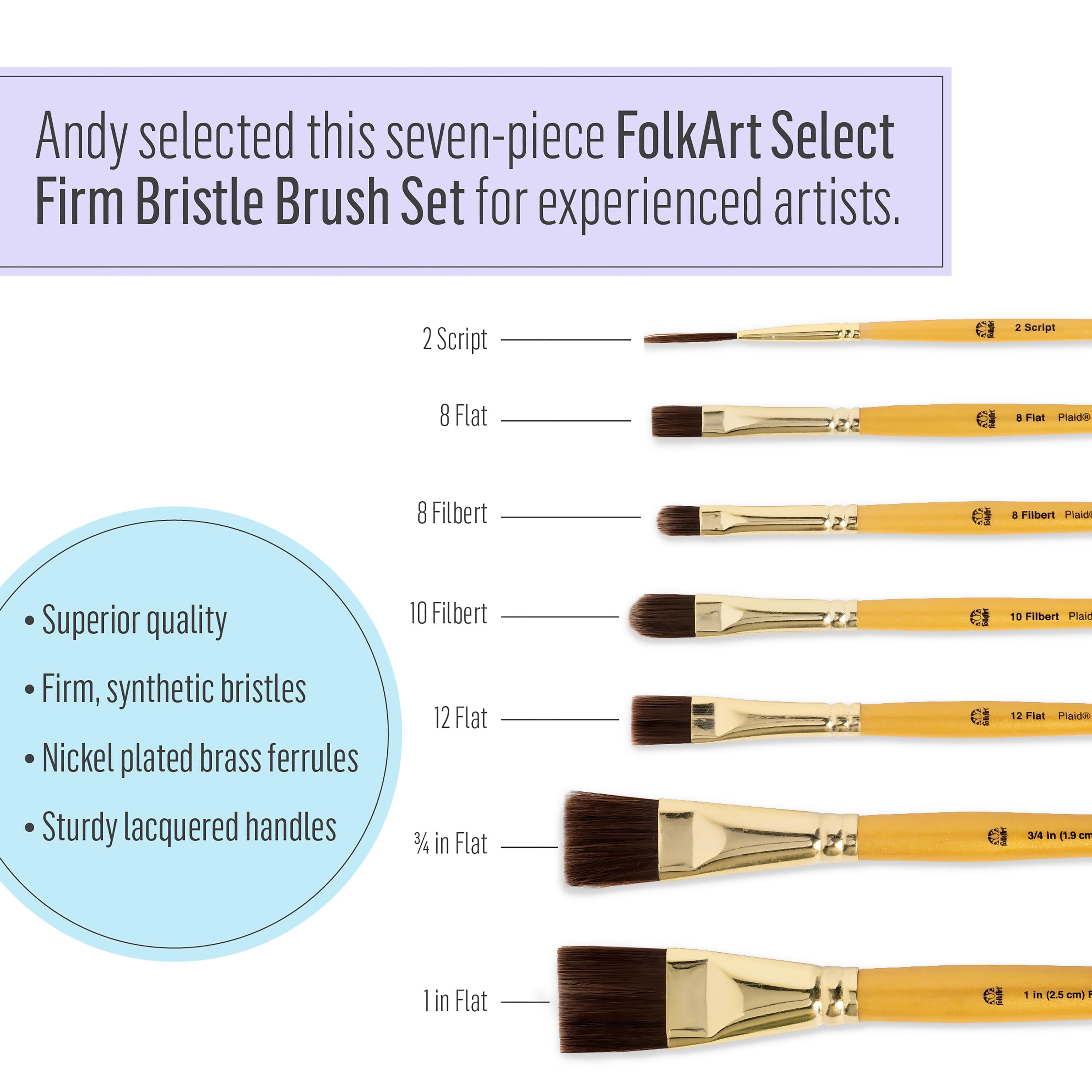 FolkArt Art Talk with Andy Professional Kit, 27 Pc Set with 17 Acrylic Craft Paints, and 10 Brushes