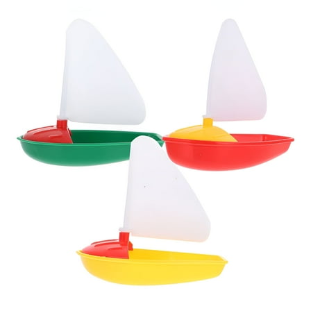 BESTSKY 3pcs Mini Plastic Sailing Boat Toys for Kids - Assorted Colors