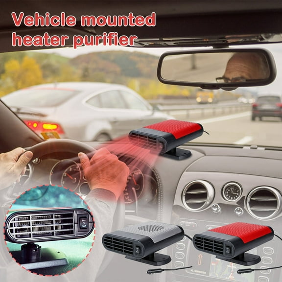 OEFNTAC Home and Kitchen Car 12V Vehicle Heater Fan Hot Warm Windscreen Demister Defroster Instant Heating Plug-In Compact Portable Efficient 15x11x7.5cm