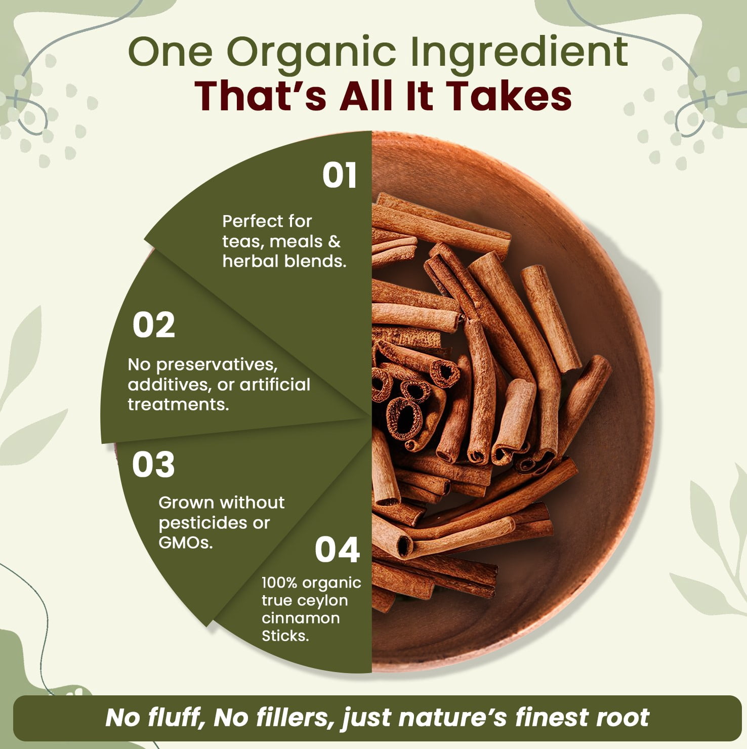 Organic Way True Ceylon Cinnamon Sticks (Cinnamomum Verum) - Adds Flavour | Organic & Kosher Certified | Raw, Vegan, Non GMO & Gluten Free | USDA Certified | Origin - Sri Lanka (1LBS / 16Oz)