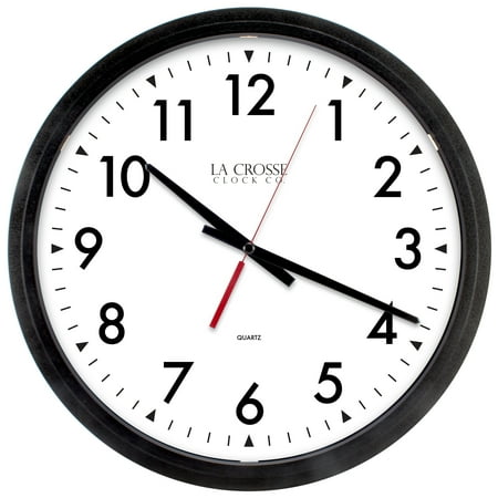 La Crosse Clock 404-2636 13 inch Commercial Silent Sweep Analog Wall Clock, Black