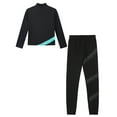 thumbnail image 5 of TiaoBug Kids Girls Shiny Figure Ice Skating Long Sleeve Jacket with Gymnastics Leggings Set Blue Green 12, 5 of 6
