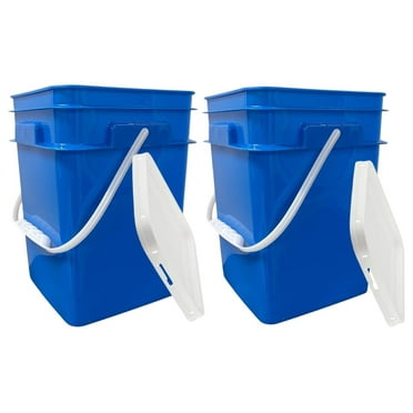 saney 4 Gallon Square Plastic Bucket, Food Grade BPA containers, Made in USA, (Pack of 2)