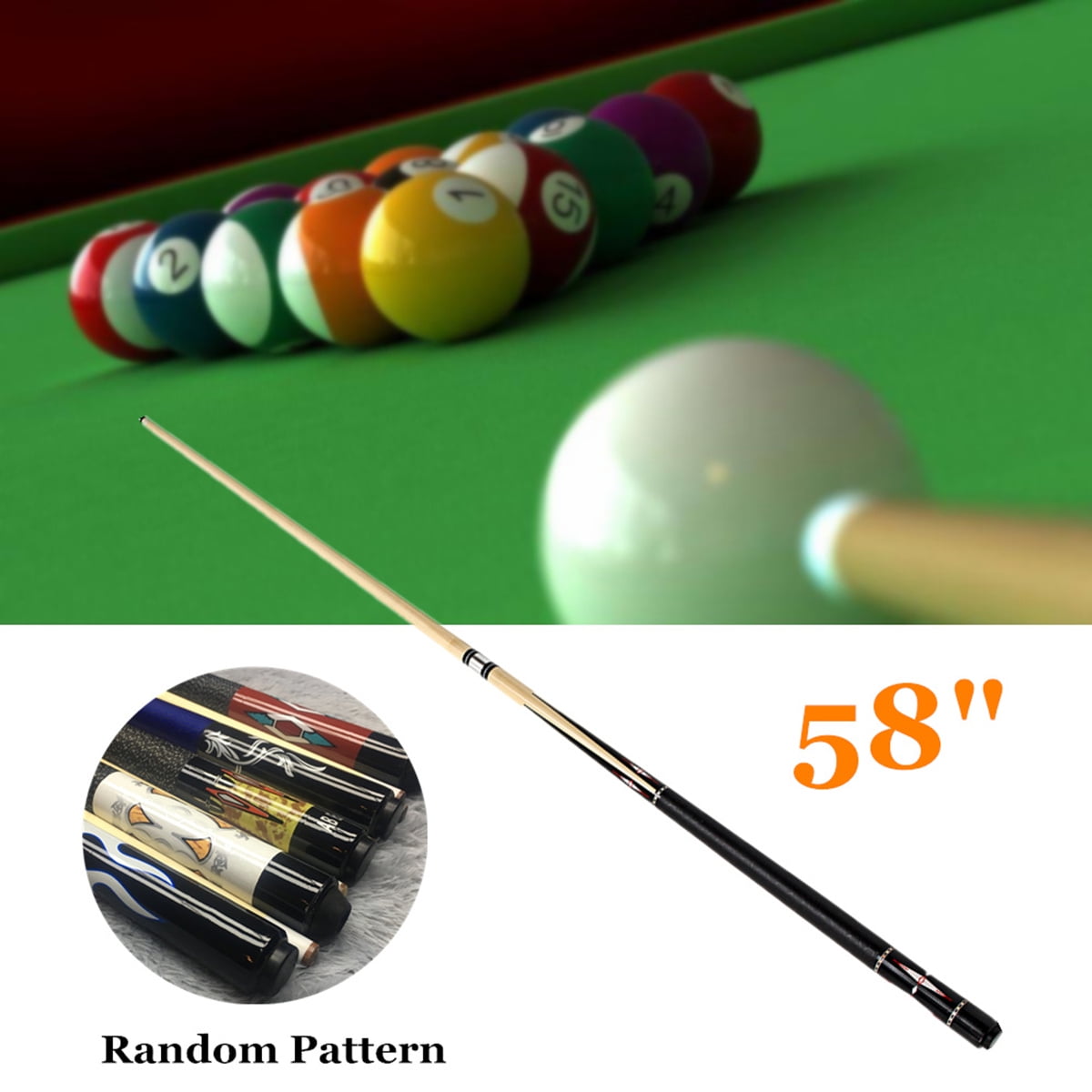 Viper Sinister 58 2-Piece Billiard//Pool Cue Black with Blue Diamonds//Cream Points