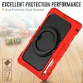 thumbnail image 5 of for Samsung Galaxy Tab S10 FE Plus 2025 Kids Case Heavy Duty Rugged Shockproof Silicone Hybrid Protective Case Cover Rotating Ring Stand Hand Grip+Pencil Holder+Screen Protector, Red+Black, 5 of 6