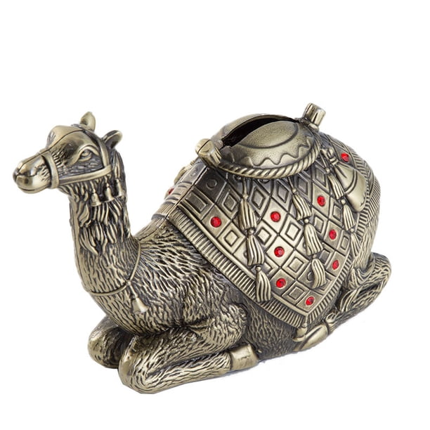 Banco de monedas Desert Camel, estilo vintage, metal, 14,5 x 6,5 x 9,5 cm