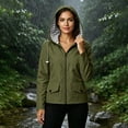 thumbnail image 3 of GERsome Womens Rain Jackets Lightweight Waterproof Full Zip Travel Hiking Hooded Jackets with Pocket Army Green M, 3 of 8
