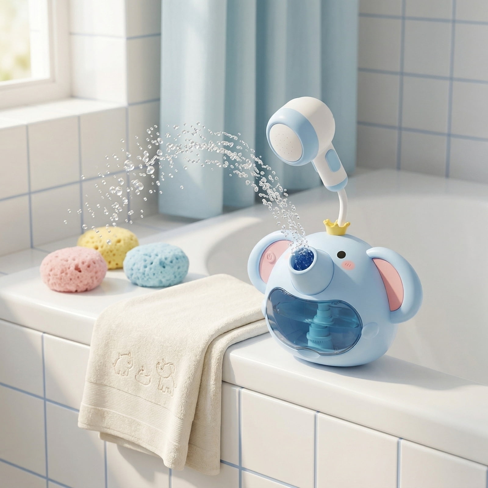 Elephant Spitting Bubble Shower Toy, Children's Water Play, Electric Water Spray, Summer Baby Shower In The Bathroom (Purple)