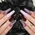thumbnail image 5 of Hypnaughty 24 Pcs Bordeaux Marble Extra Long Coffin Press On Nails and Glue with Light Pink and Solid Bordeaux Reusable XL False Nails, 5 of 6