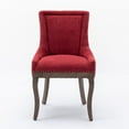 thumbnail image 5 of Fabric Upholstered Dining Chairs Set of 2, Tufted Dining Room Chairs with Curved Back and Bronze Nail Head, Thickened Dining Chairs with Solid Wood Legs for Kitchen Dining Room, Burgundy, 5 of 9