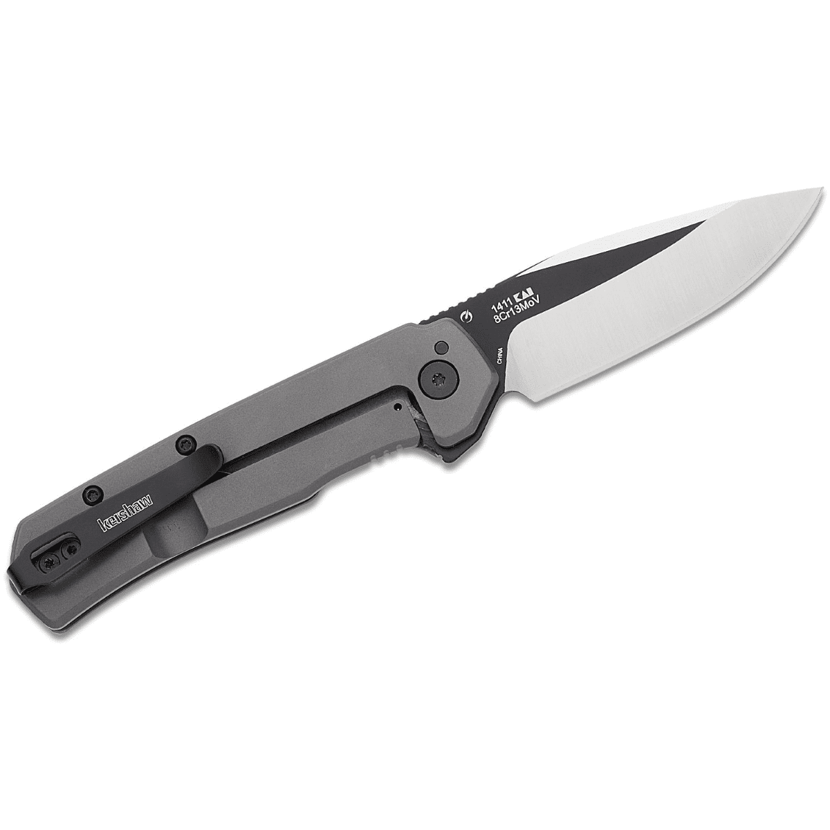 Kershaw Scour Assisted Open Frame Lock Drop Point Blade EDC Folding Pocket Knife - Silver