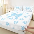 thumbnail image 4 of Erosebridal Cartoon Ribbon Queen Sheet Sets for Kid, Butterfly Knot Bed Set, White Blue, 4-Piece, 4 of 5