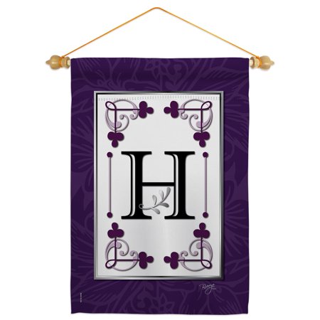 Classic H Initial Garden Flag Set Simply Beauty 13 X18.5 Double-Sided Yard Banner
