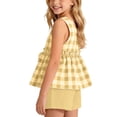 thumbnail image 5 of Yutgune Toddler Girl Cute Summer Outfits Plaid Sleeveless Tops and Shorts 2 Piece Set, 3-10 Years, 5 of 7