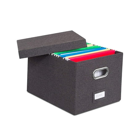 Internet's Best Collapsible File Storage Organizer | Decorative Linen Filing & Storage Office Box | Letter/Legal | Charcoal | 1