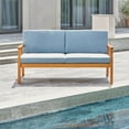 thumbnail image 2 of Kapalua Honey Nautical Acacia Hardwood Outdoor Sofa Bench with Cushion, 2 of 5