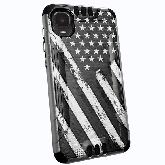 DALUX Silver Combat Phone Case Cover Compatible with Alcatel TCL A3 / TCL A509DL (2021) - Gray Graffiti US Flag Print