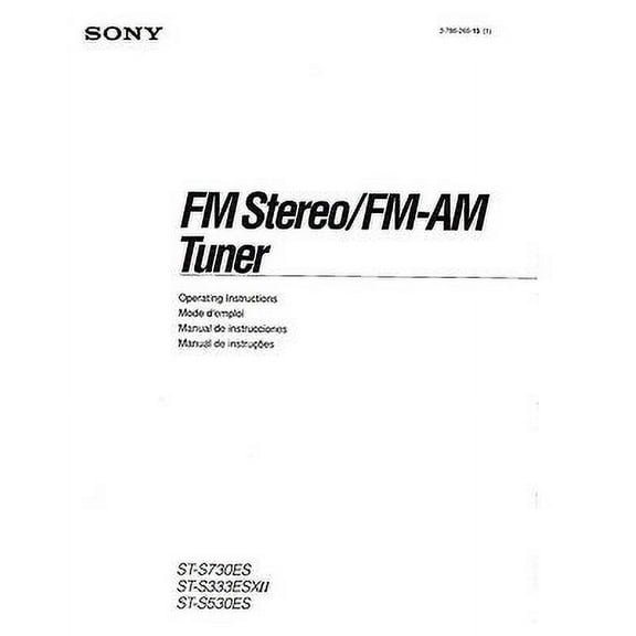 Instruction Manual ONLY for Sony ST-S730ES Tuner Owners Instruction Manual REPRINT