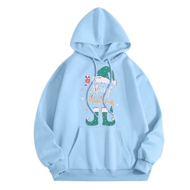 WILLBEST Sudaderas Deportivas para Mujer, Sudadera Navideña con Capucha, Sudadera Navideña de Manga Larga con Capucha, Sudadera Navideña para Fiestas Mediana