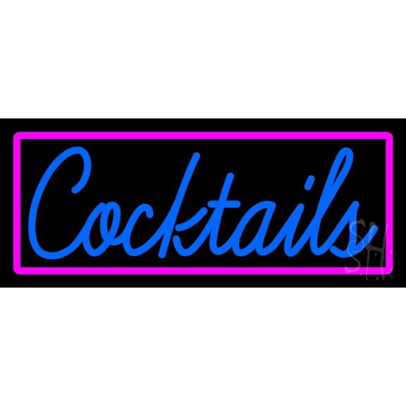 Cursive Cocktail Bar LED Neon Sign 10 x 24 - inches, Clear Edge Cut Acrylic Backing, with Dimmer - Bright and Premium built indoor LED Neon Sign for Bar decor.
