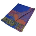 thumbnail image 4 of Paskmlna Border Pattern Double Layered Reversible Woven Pashmina Shawl Scarf Wrap Stole #20, 4 of 4