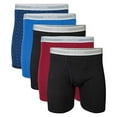 thumbnail image 2 of Gildan Men's Regular Leg Boxer Briefs, 5-Pack, Black/Red/Blue/Navy, Large, 2 of 3