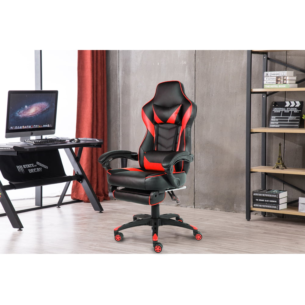 Ktaxon Racing Ergonomic High Back Gaming Chair, Black & Red