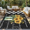 thumbnail image 3 of Fsddascl Sunflower Vintage Outdoor Rug for Patio/Deck/Porch, Non-Slip Large Area Rug 4 x 6 Ft, Farmhouse Floral Black Checkered Indoor Outdoor Rugs Washable Area Rugs, Reversible Camping Rug Carpet, 3 of 5