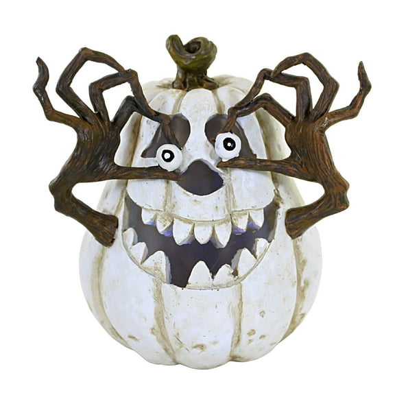 Halloween Jack-O-Lantern W/Tree Arms Light Battery Operated Eye Balls H8683 White