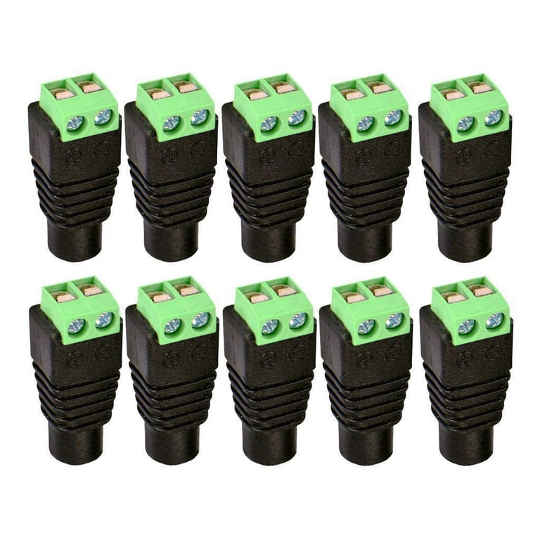 10PCS 12V Press Type DC Power Connector No Welding Female Connector for  Household Black and Green Insulation and Safety