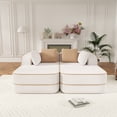 thumbnail image 4 of AOOWOW 77" Double Chaise Lounge Chair Indoor, Oversized Sectional Teddy Upholstered Boneless Sofa Bed, Deep Seat Sleeper Loveseat Reading Chairs, Cloud Sofas Couches, No Assembly Required (White), 4 of 12