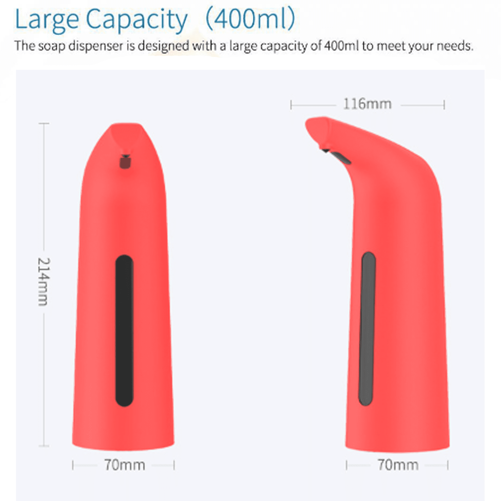 ACDANC Touchless Soap Dispenser,Touchless Operation Dish Soap Dispenser for Kitchen,400ML Automatic Soap Dispenser Touchless,Red