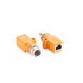 thumbnail image 1 of HELIAHO M12 to RJ45 Bulkhead Adapter Waterproof M12 A Code 8 Pin Female to RJ45 Jack Straight Orange CJ911-84654, 1 of 9