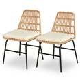 thumbnail image 5 of Tappio 2 Pack Indooor Chairs, Kitchen & Dining Room Chairs with Waterproof Cushion, Log Color PE Rattan, Beige, 5 of 9