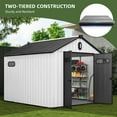 thumbnail image 5 of Craftian 8x10ft Outdoor Resin Storage Shed with Floor, 544 cuft Garden Shed with Lockable Door, Windows & Vents, Plastic Tool Storage, Waterproof, 5 of 8