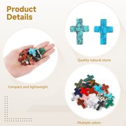 50 PCS Pocket Crosses Bulk Set, Natural Stone Mini Cross Charms for DIY Jewelry, Random Colors Pocket Crosses, Elegant Polished Design for Crafting and Gifts