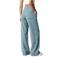 thumbnail image 6 of ClodeEU Women's Drawstring Elastic High Waist Wide Leg Corduroy Pants,Solid Color Loose Casual Trousers With Pockets ,Women's Plus XL, 6 of 7