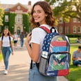 thumbnail image 3 of COEQINE Clear Backpack for Women Girls, 17 Inch Large Transparent Backpack with Multiple Pockets, Heavy Duty PVC Daypack for Work Travel 4th of July, Eagle American Flag Retro, 3 of 7