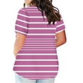 thumbnail image 4 of Yourumao Womens Plus Size Tunics Strpied Short Sleeve Tops Comfy V Neck Shirts Loose Solid Color Tshirts Summer Casual Blouses with Pocket, 4 of 6