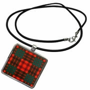 Image of ROSS Clan Kilt Scottish Tartan Plaid Pattern Necklace With Rectangle Pendant ncl-297238-1