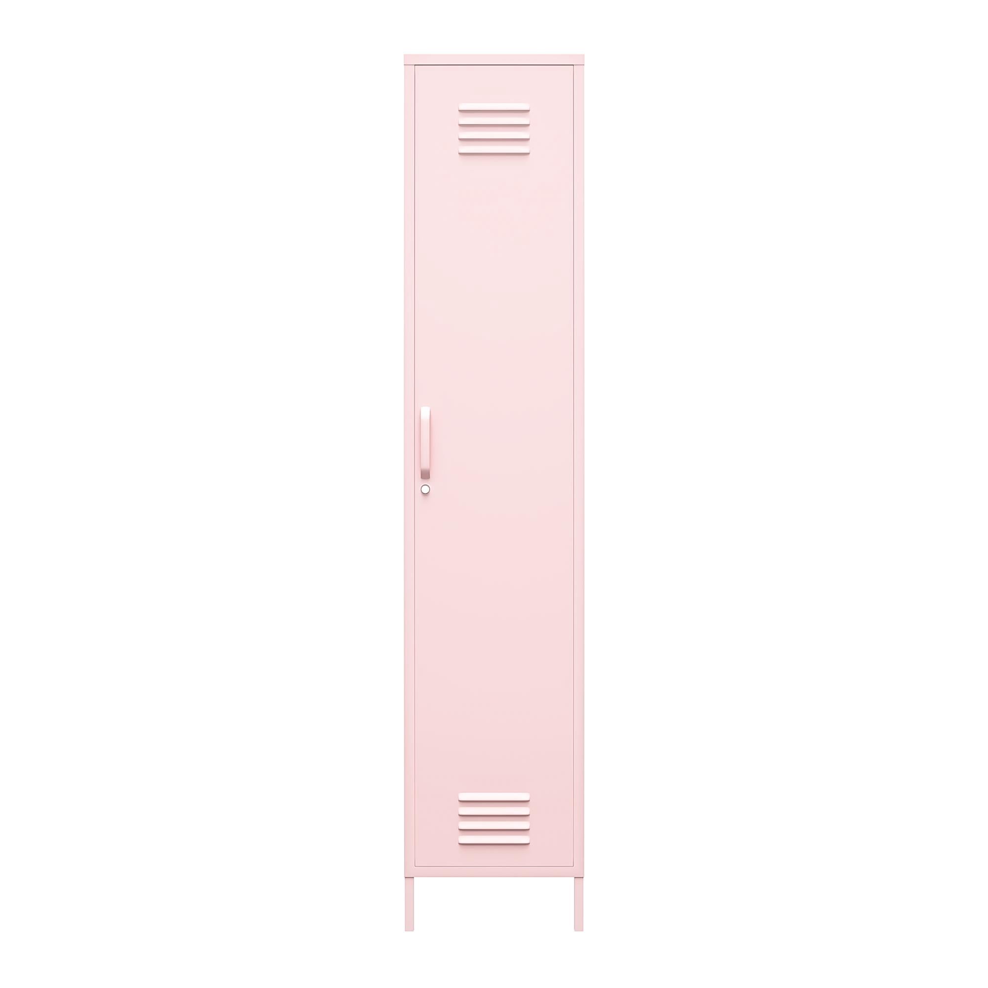 Novogratz Cache 1-Door Tall Single Metal Locker Style Storage Cabinet, Bashful Pink