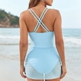 thumbnail image 6 of TTUHYWXI Womens One Piece Swimsuit Slimming Tummy Control Bathing Suit Mesh Cutout Swim Dress (Sky Blue, XL), 6 of 9