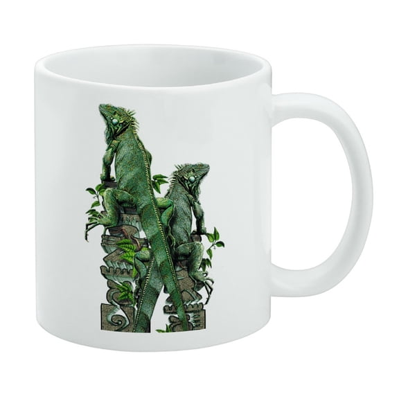 Iguanas Lizards Aztec Temple White Mug