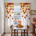 thumbnail image 2 of Maple Leaves Sheer Curtains for Living Room Bedroom, Fall Leaf Light Filtering Sheer Curtain Rod Pocket Voile Window Treaments Drapes, 52 x 84 Inches, 2 of 9