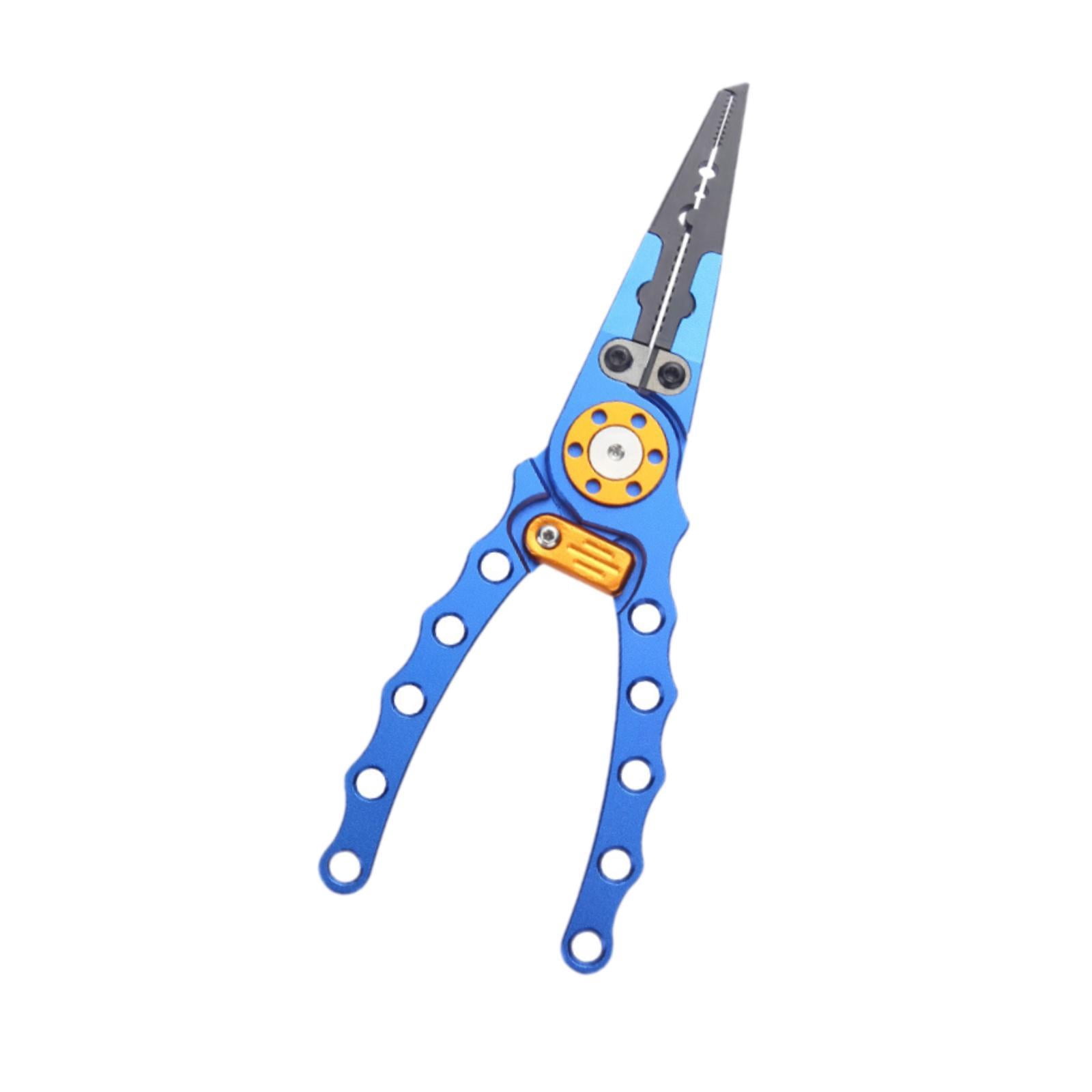 colaxi Fishing Pliers Fishing Gripper Fishing Gear Freshwater Aluminum Alloy Comfortable Gripping Fishing Line Cutting Fishing Tool Blue
